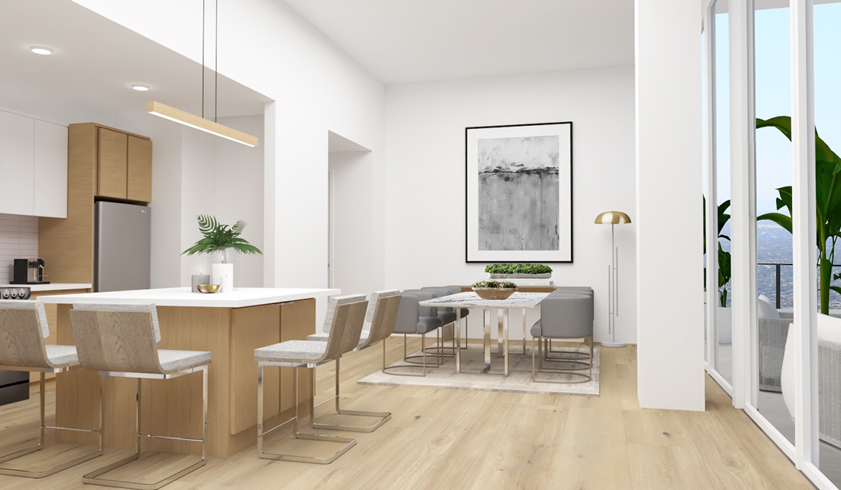 Penthouse unit living/dining room